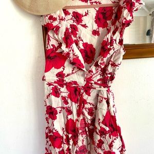 Pretty FREE PEOPLE floral flutter sleeve wrap dress